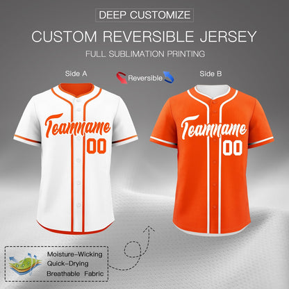 Custom Orange Reversible Baseball Jersey Classic Style For Youth Team Design Service