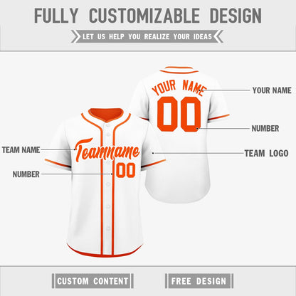 Custom Orange Reversible Baseball Jersey Classic Style For Youth Team Design Service