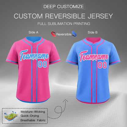 Custom Powder Blue White Reversible Baseball Jersey Classic Style For Youth Team Design Service