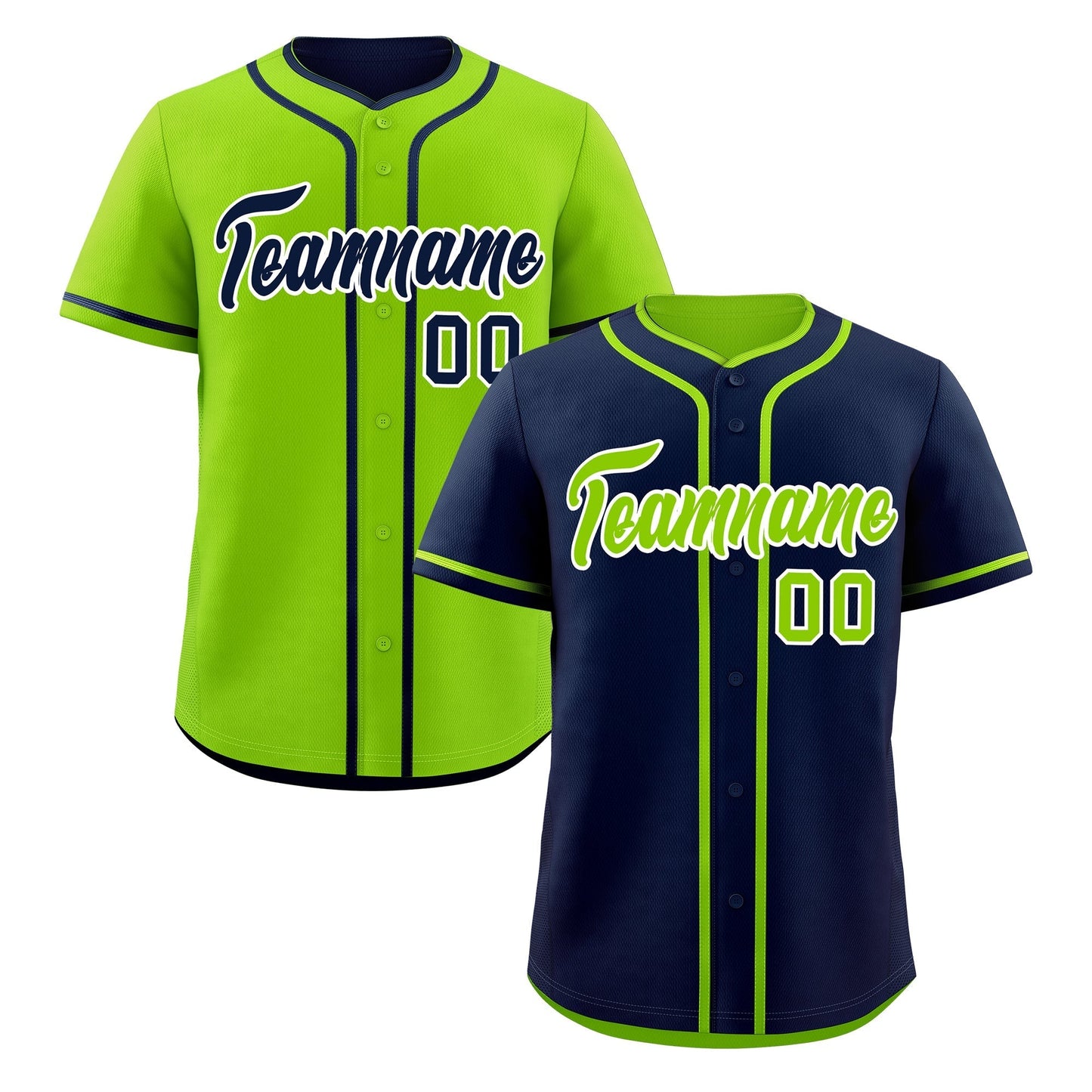 Custom Neon Green White Reversible Baseball Jersey Classic Style Add Team Name & Player Number Moisture-Wicking
