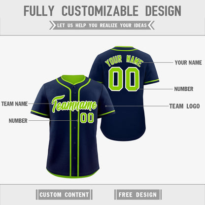 Custom Neon Green White Reversible Baseball Jersey Classic Style Add Team Name & Player Number Moisture-Wicking