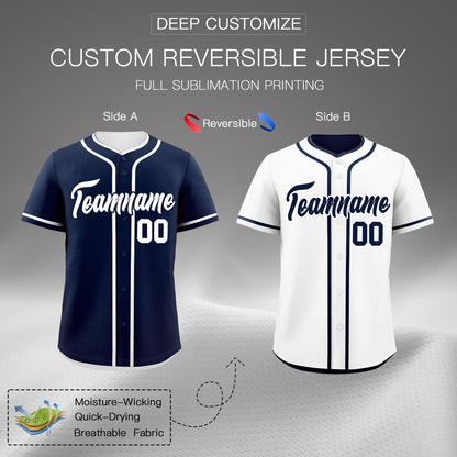 Custom White Reversible Baseball Jersey Classic Style For Youth Team Design Service