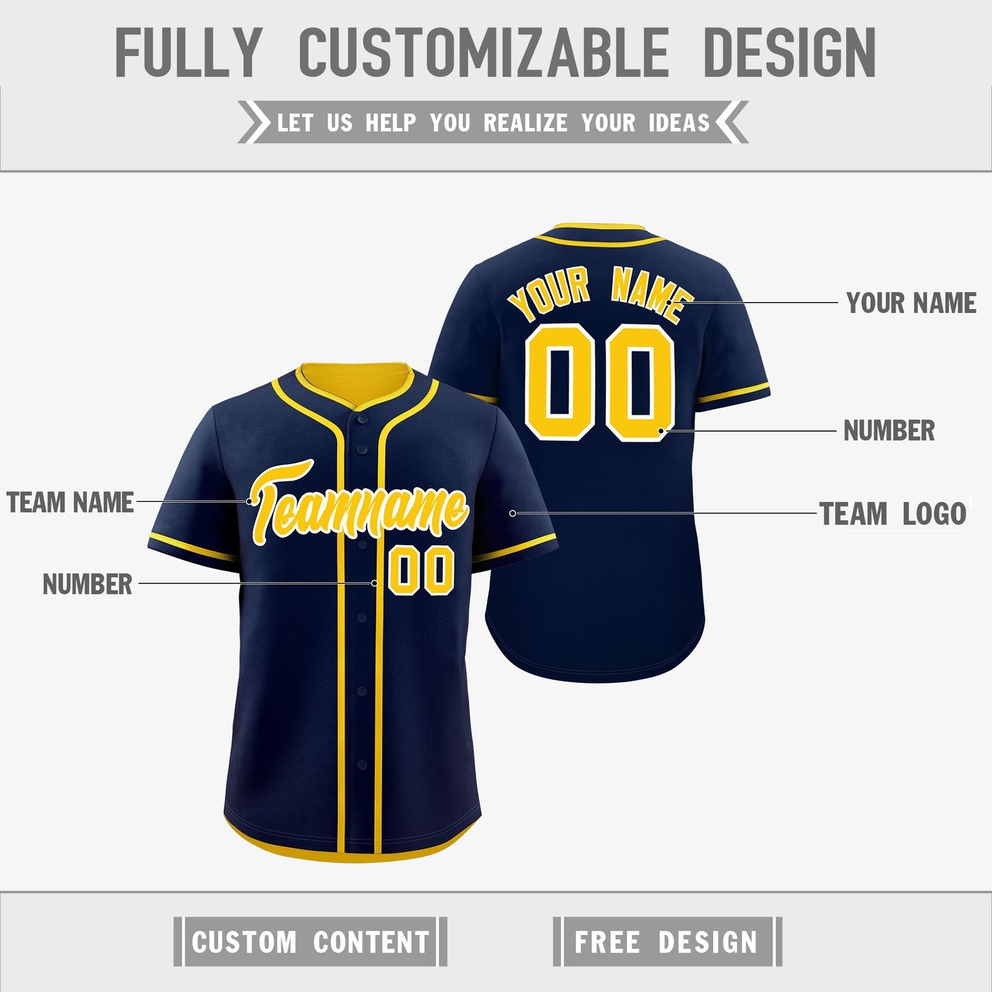 Custom Gold White Reversible Baseball Jersey Classic Style Add Team Name & Player Number Moisture-Wicking