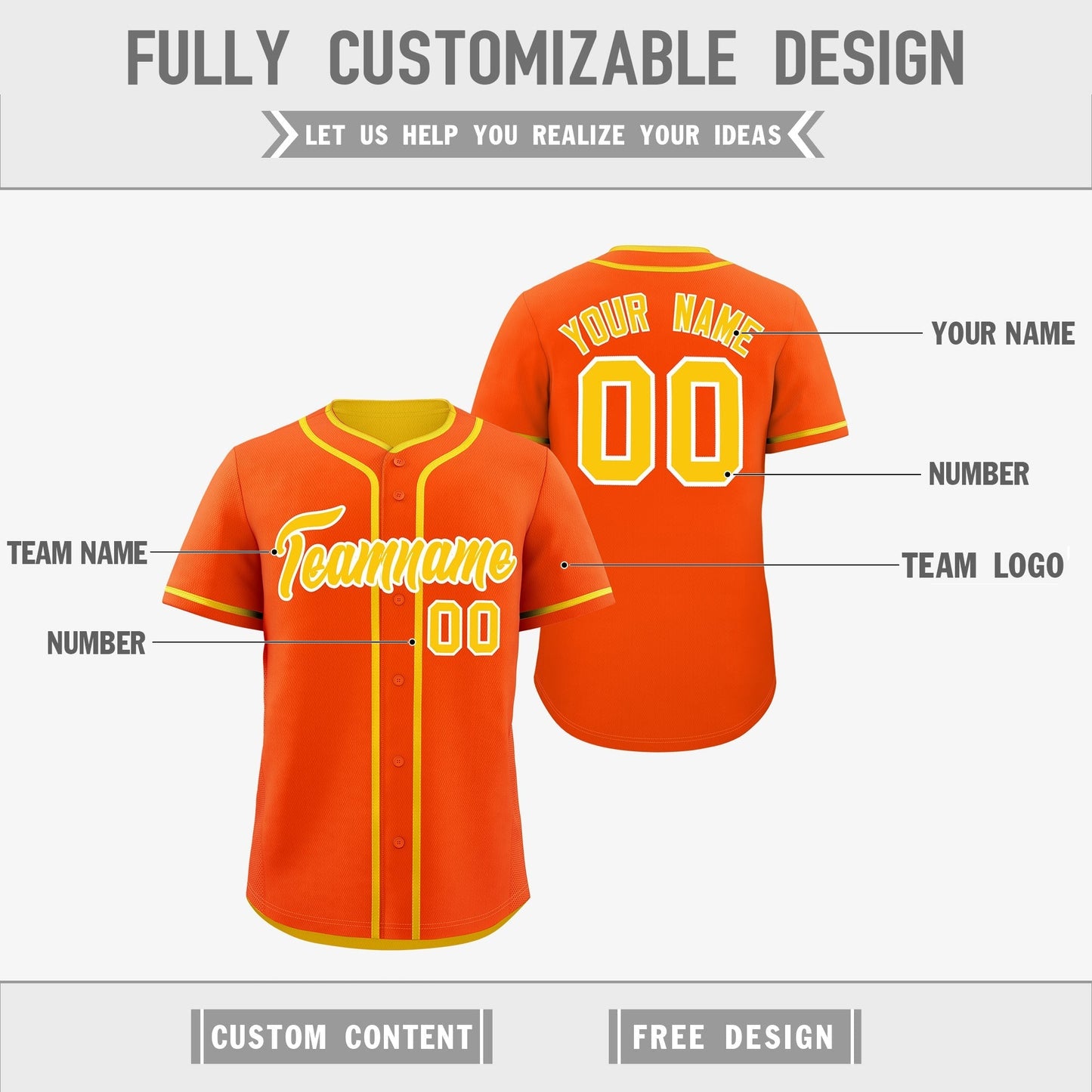 Custom Gold White Reversible Baseball Jersey Classic Style Add Team Name & Player Number Moisture-Wicking