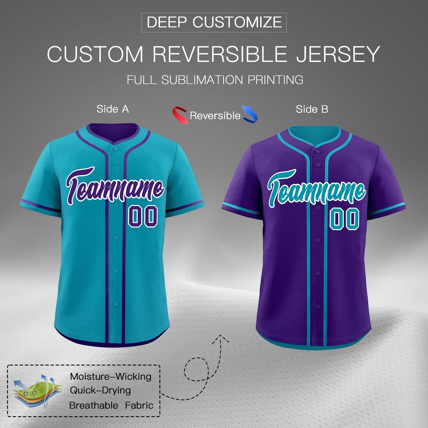 Custom Purple White Reversible Baseball Jersey Classic Style For Youth Team Design Service