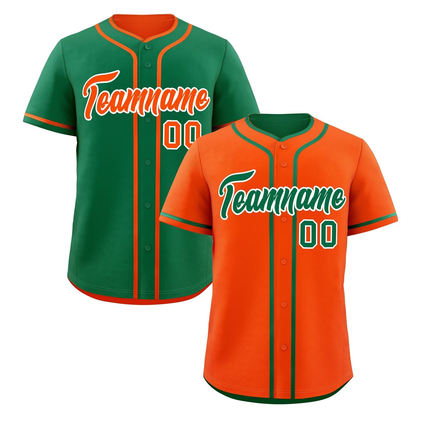 Custom Kelly Green White Reversible Baseball Jersey Classic Style Add Team Name & Player Number Moisture-Wicking