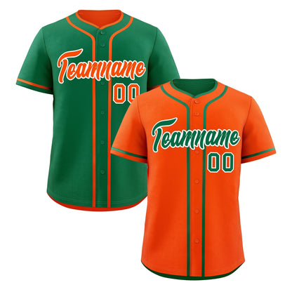 Custom Kelly Green White Reversible Baseball Jersey Classic Style Add Team Name & Player Number Moisture-Wicking