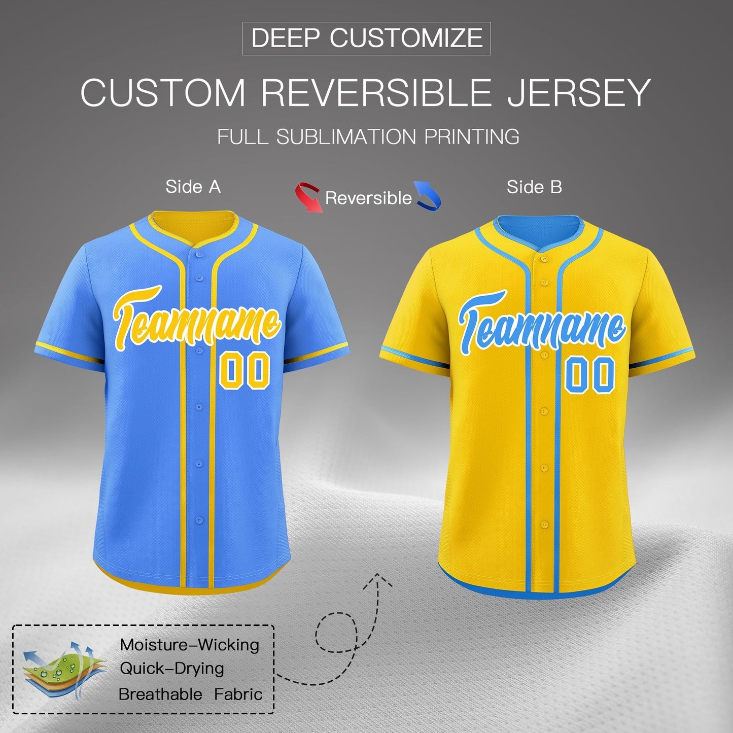 Custom Gold White Reversible Baseball Jersey Classic Style For Youth Team Design Service