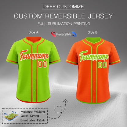 Custom Orange White Reversible Baseball Jersey Classic Style Add Team Name & Player Number Moisture-Wicking