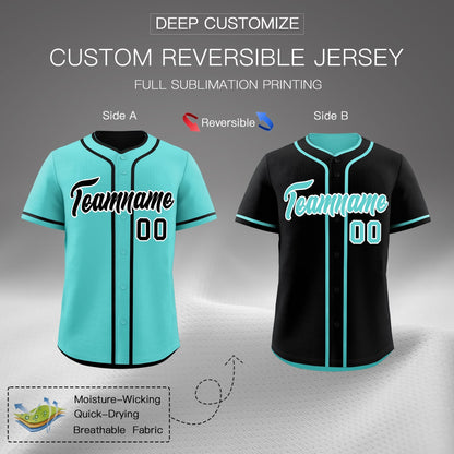 Custom Black White Reversible Baseball Jersey Classic Style For Youth Team Design Service