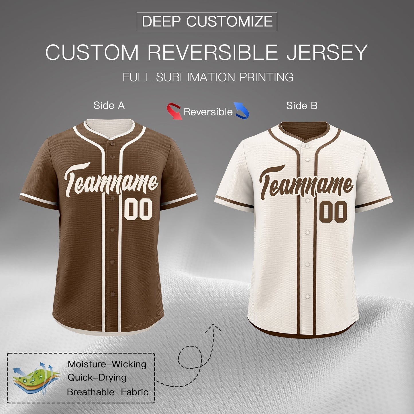 Custom Cream Reversible Baseball Jersey Classic Style For Youth Team Design Service