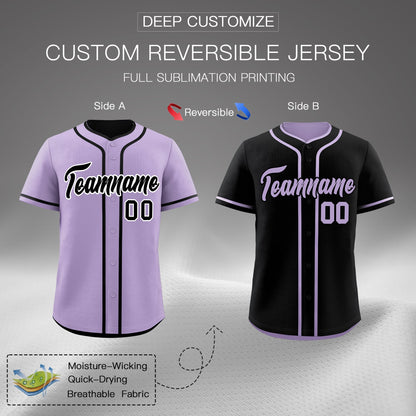 Custom Black Reversible Baseball Jersey Classic Style For Youth Team Design Service