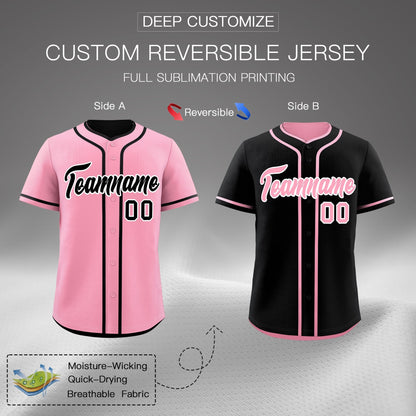 Custom Black White Reversible Baseball Jersey Classic Style For Youth Team Design Service