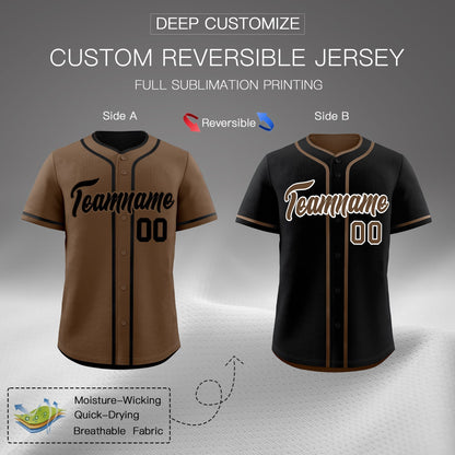 Custom Black White Reversible Baseball Jersey Classic Style Add Team Name & Player Number Moisture-Wicking