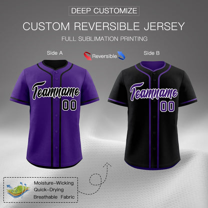 Custom Black White Reversible Baseball Jersey Classic Style For Youth Team Design Service