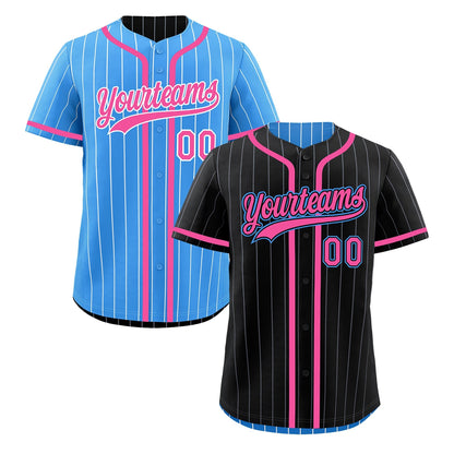 Custom Black Powder Blue Reversible Baseball Jersey Stripe Fashion Game Day & Tournament Wear Breathable