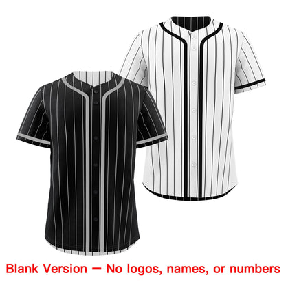 Custom Black White Reversible Baseball Jersey Stripe Fashion Game Day & Tournament Wear Lightweight