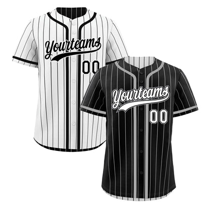 Custom Black White Reversible Baseball Jersey Stripe Fashion Game Day & Tournament Wear Lightweight