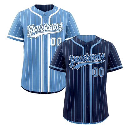 Custom Navy Light Blue Reversible Baseball Jersey Stripe Fashion Game Day & Tournament Wear Breathable