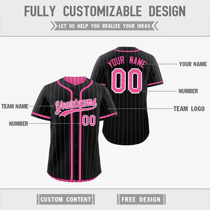 Custom Black Pink Reversible Baseball Jersey Stripe Fashion Game Day & Tournament Wear Lightweight