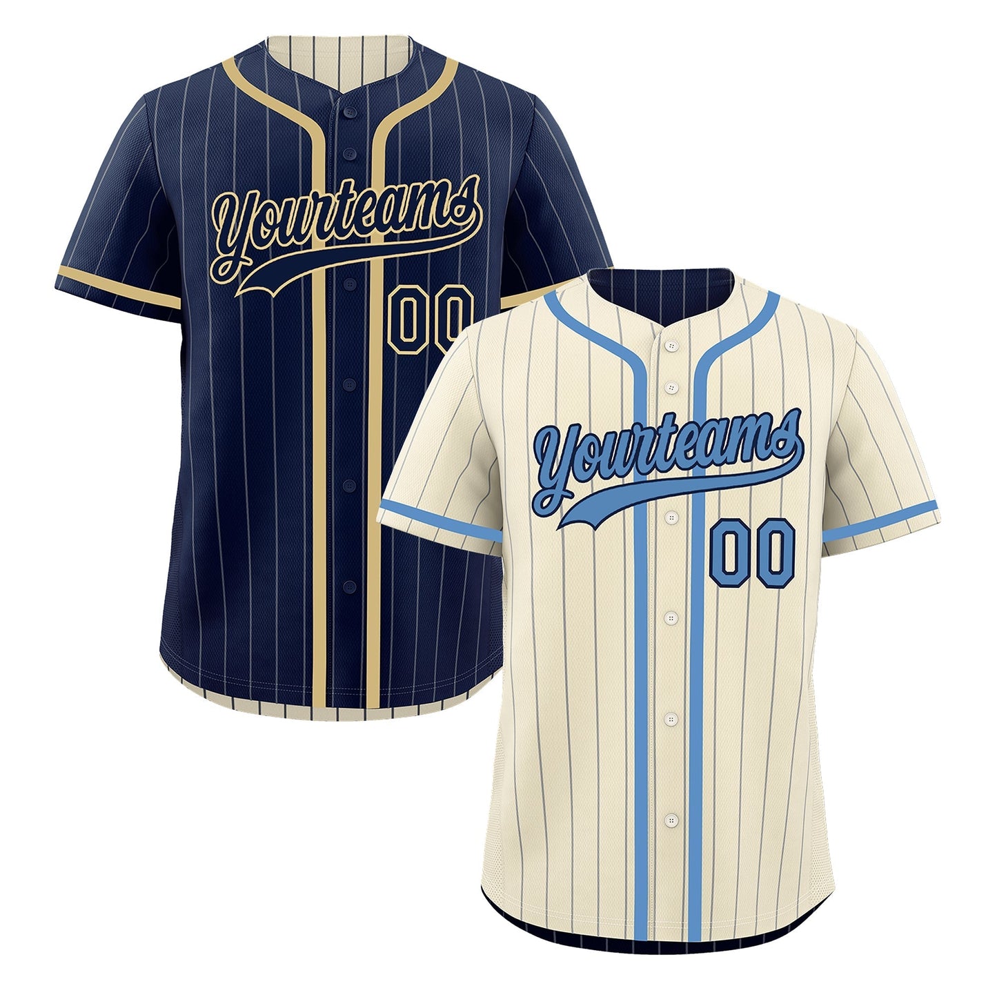 Custom Cream Navy Reversible Baseball Jersey Stripe Fashion Game Day & Tournament Wear Breathable