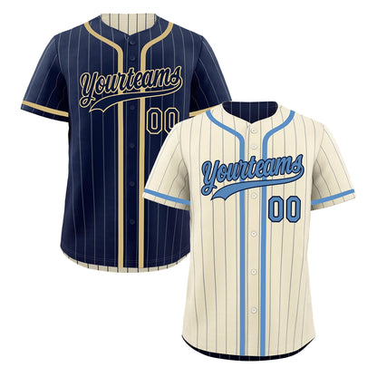 Custom Cream Navy Reversible Baseball Jersey Stripe Fashion Game Day & Tournament Wear Breathable