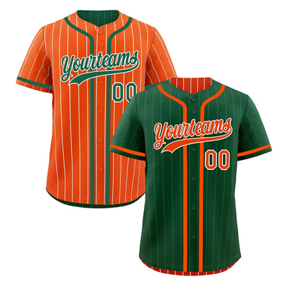 Custom Green Orange Reversible Baseball Jersey Stripe Fashion Game Day & Tournament Wear Lightweight