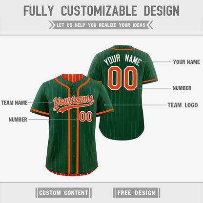 Custom Green Orange Reversible Baseball Jersey Stripe Fashion Game Day & Tournament Wear Lightweight