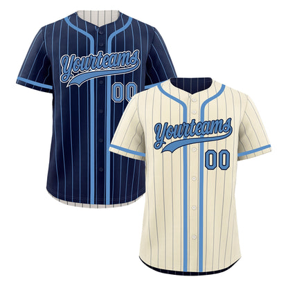 Custom Cream Navy Reversible Baseball Jersey Stripe Fashion Game Day & Tournament Wear Breathable