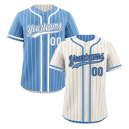 Custom Cream Light Blue Reversible Baseball Jersey Stripe Fashion Game Day & Tournament Wear Lightweight