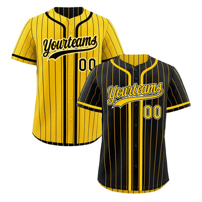 Custom Black Yellow Reversible Baseball Jersey Stripe Fashion Game Day & Tournament Wear Breathable