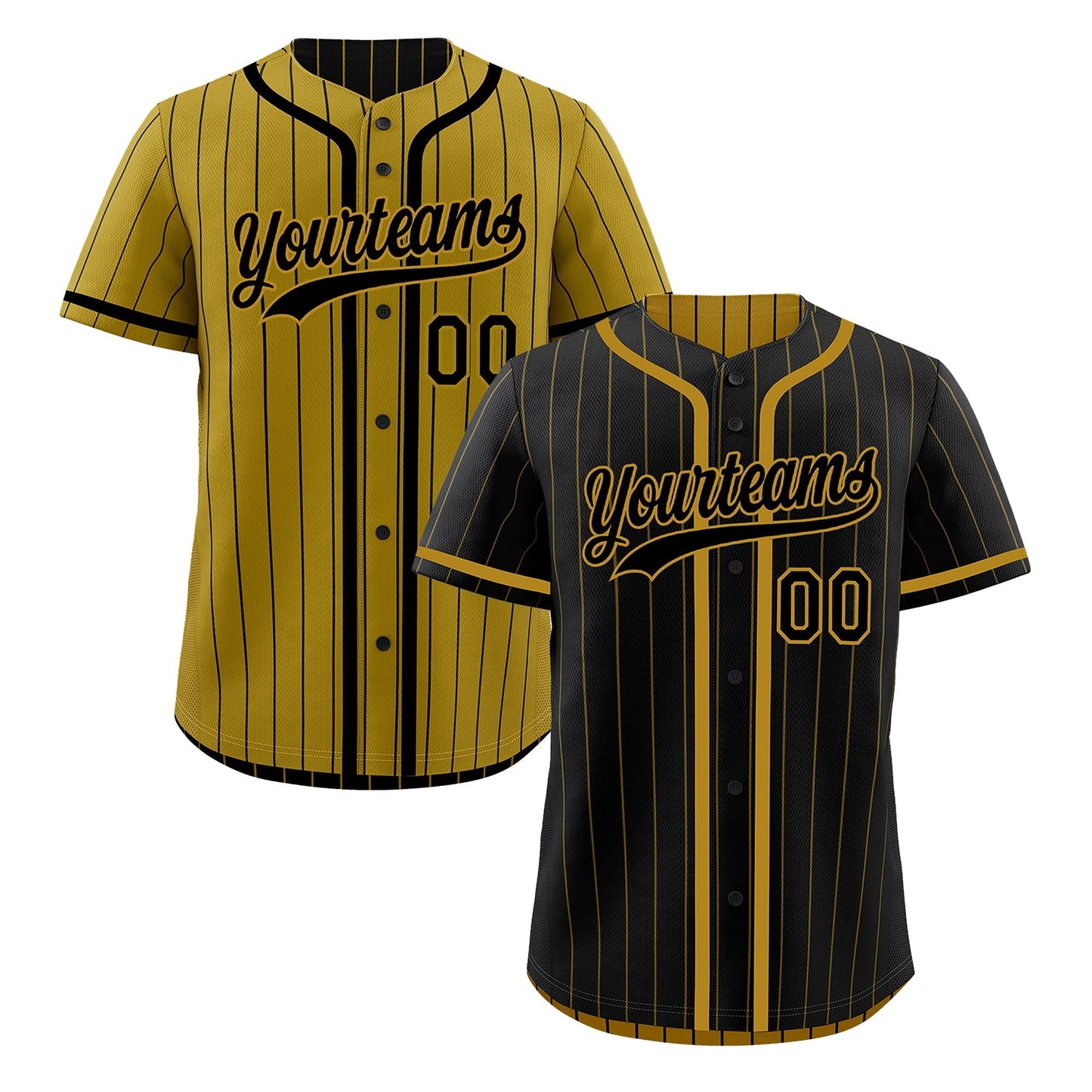 Custom Black Old Gold Reversible Baseball Jersey Stripe Fashion Game Day & Tournament Wear Breathable