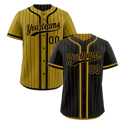 Custom Black Old Gold Reversible Baseball Jersey Stripe Fashion Game Day & Tournament Wear Breathable