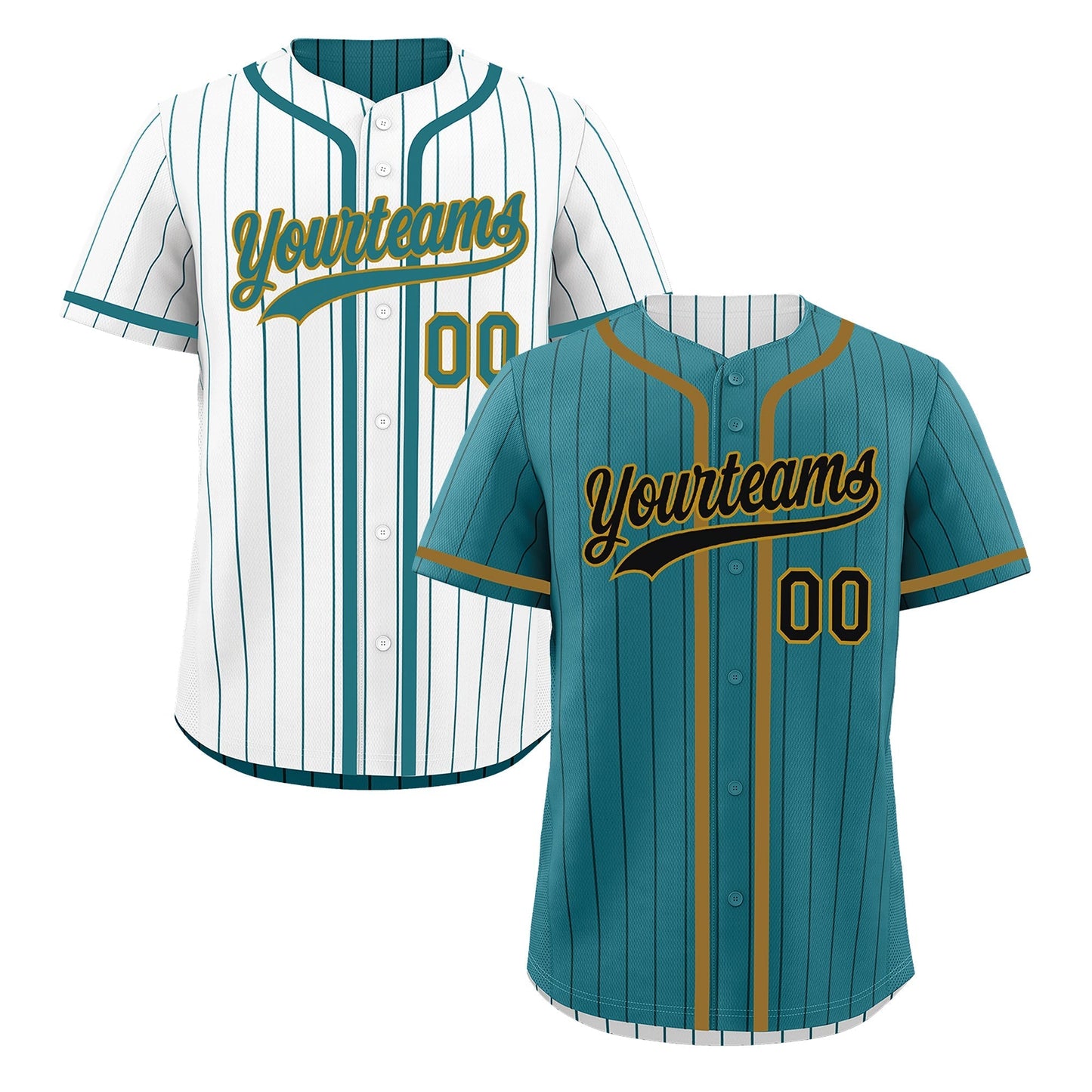 Custom Teal White Reversible Baseball Jersey Stripe Fashion Game Day & Tournament Wear Lightweight