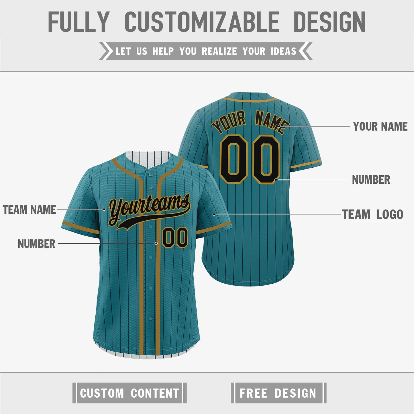 Custom Teal White Reversible Baseball Jersey Stripe Fashion Game Day & Tournament Wear Lightweight