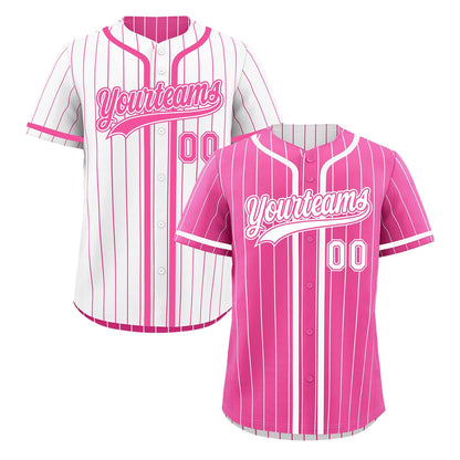 Custom Pink White Reversible Baseball Jersey Stripe Fashion Game Day & Tournament Wear Breathable