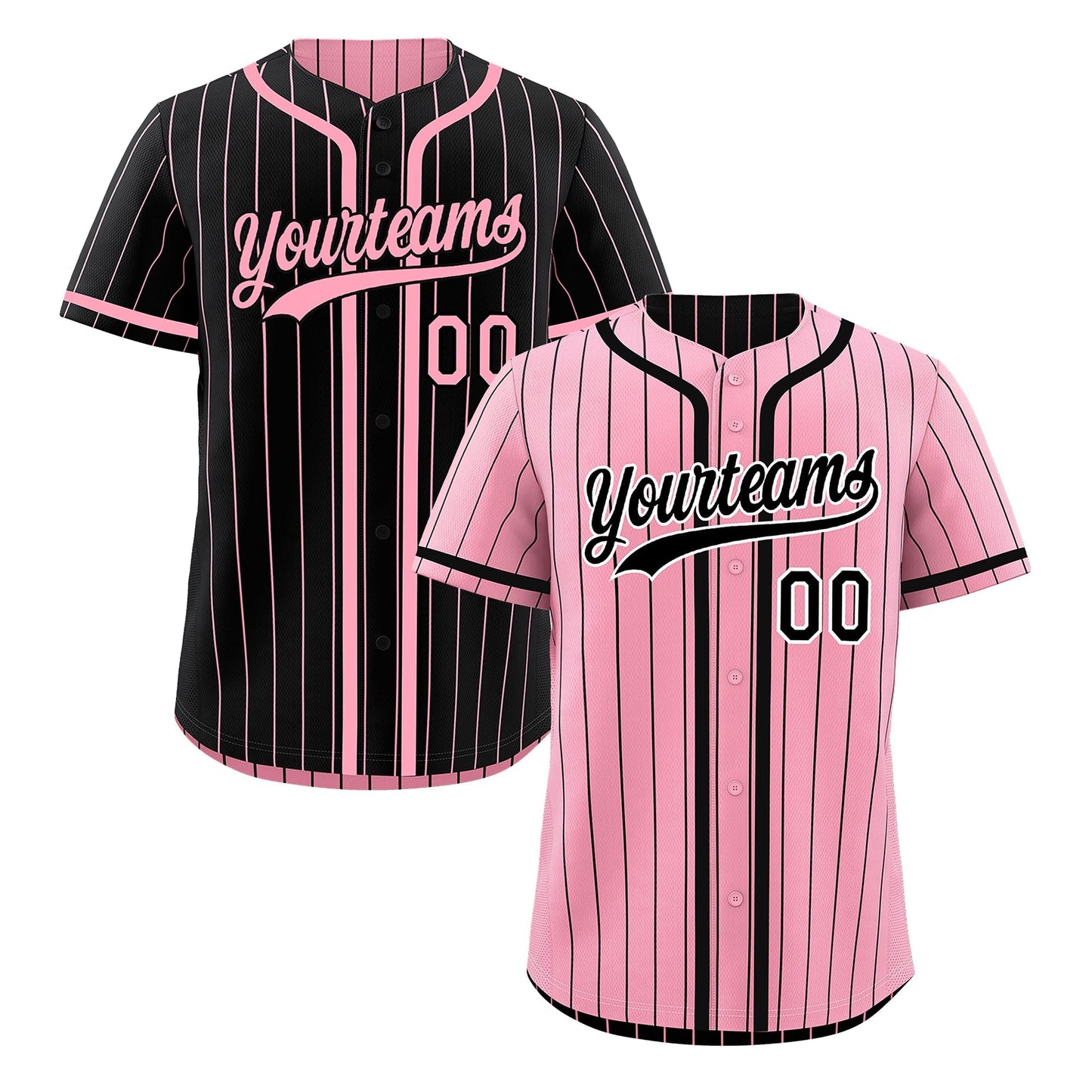 Custom Light Pink Black Reversible Baseball Jersey Stripe Fashion Game Day & Tournament Wear Breathable