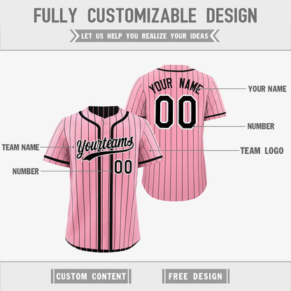 Custom Light Pink Black Reversible Baseball Jersey Stripe Fashion Game Day & Tournament Wear Breathable