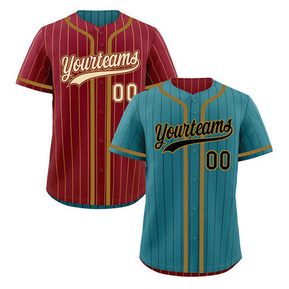 Custom Teal Crimson Reversible Baseball Jersey Stripe Fashion Game Day & Tournament Wear Breathable