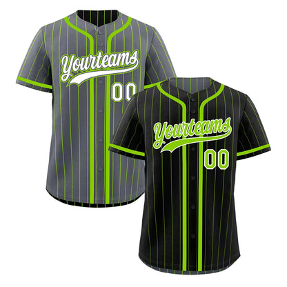 Custom Black Neon Green Reversible Baseball Jersey Stripe Fashion Game Day & Tournament Wear Lightweight