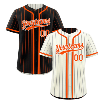 Custom Cream Black Orange Reversible Baseball Jersey Stripe Fashion Game Day & Tournament Wear Breathable
