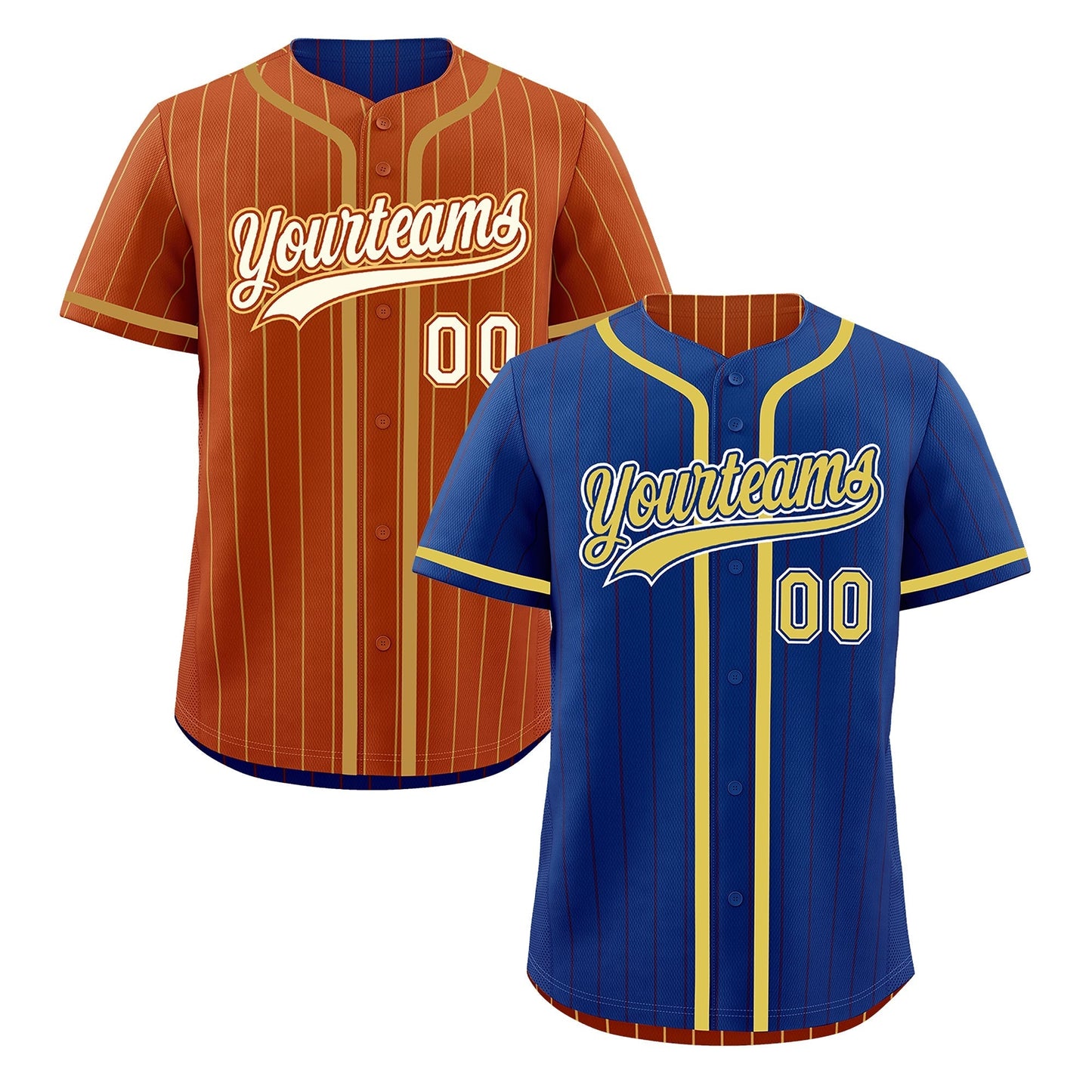 Custom Royal Blue Dark Orange Reversible Baseball Jersey Stripe Fashion Game Day & Tournament Wear Lightweight