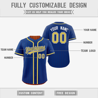 Custom Royal Blue Dark Orange Reversible Baseball Jersey Stripe Fashion Game Day & Tournament Wear Lightweight
