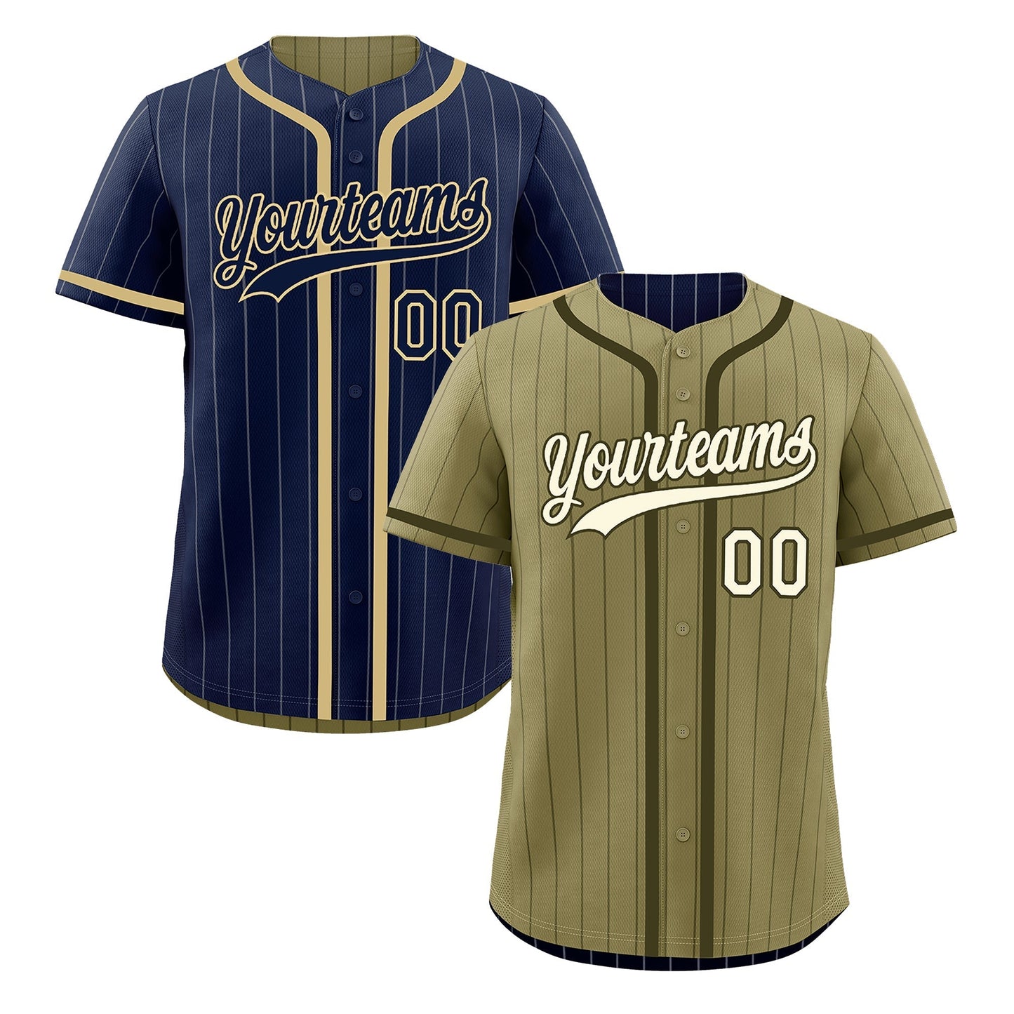 Custom Navy Olive Reversible Baseball Jersey Stripe Fashion Game Day & Tournament Wear Lightweight