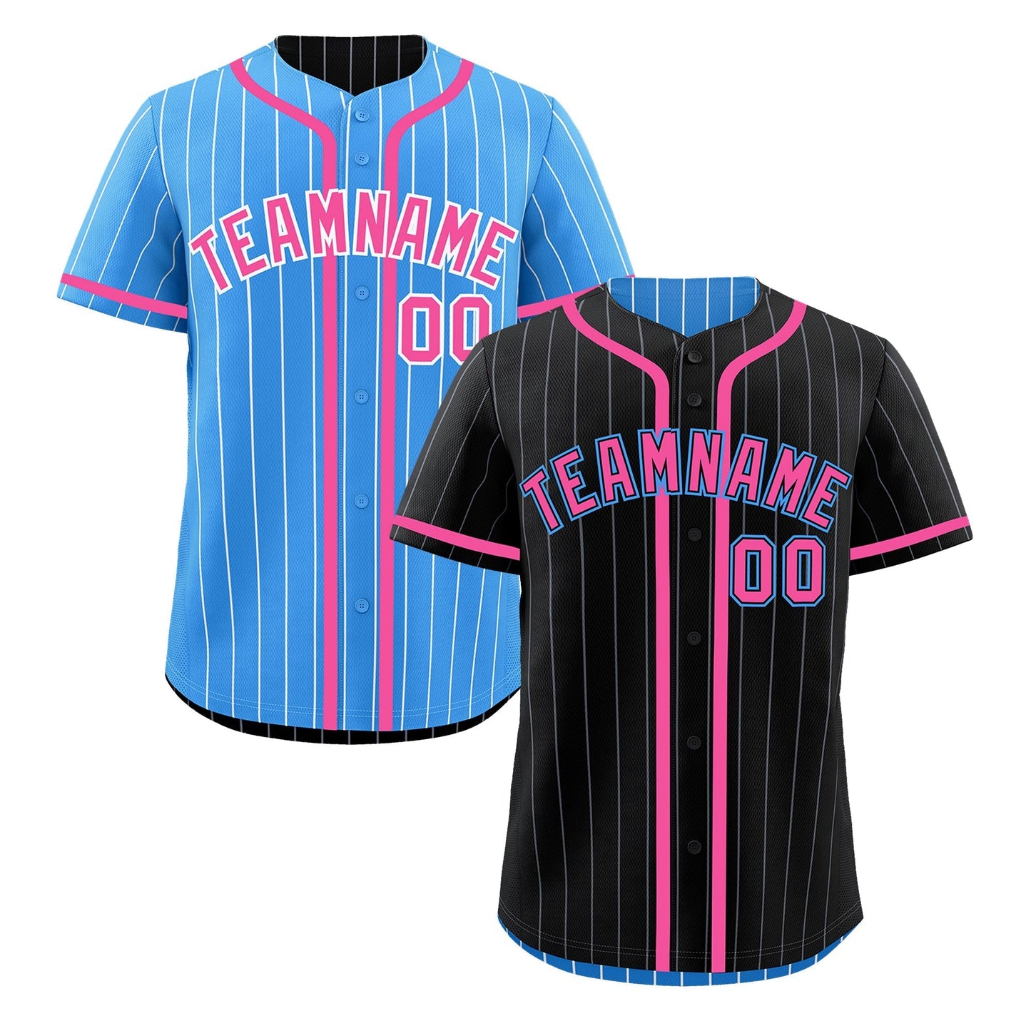 Custom Black Powder Blue Reversible Baseball Jersey Stripe Fashion Game Day & Tournament Wear Breathable