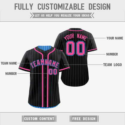 Custom Black Powder Blue Reversible Baseball Jersey Stripe Fashion Game Day & Tournament Wear Breathable