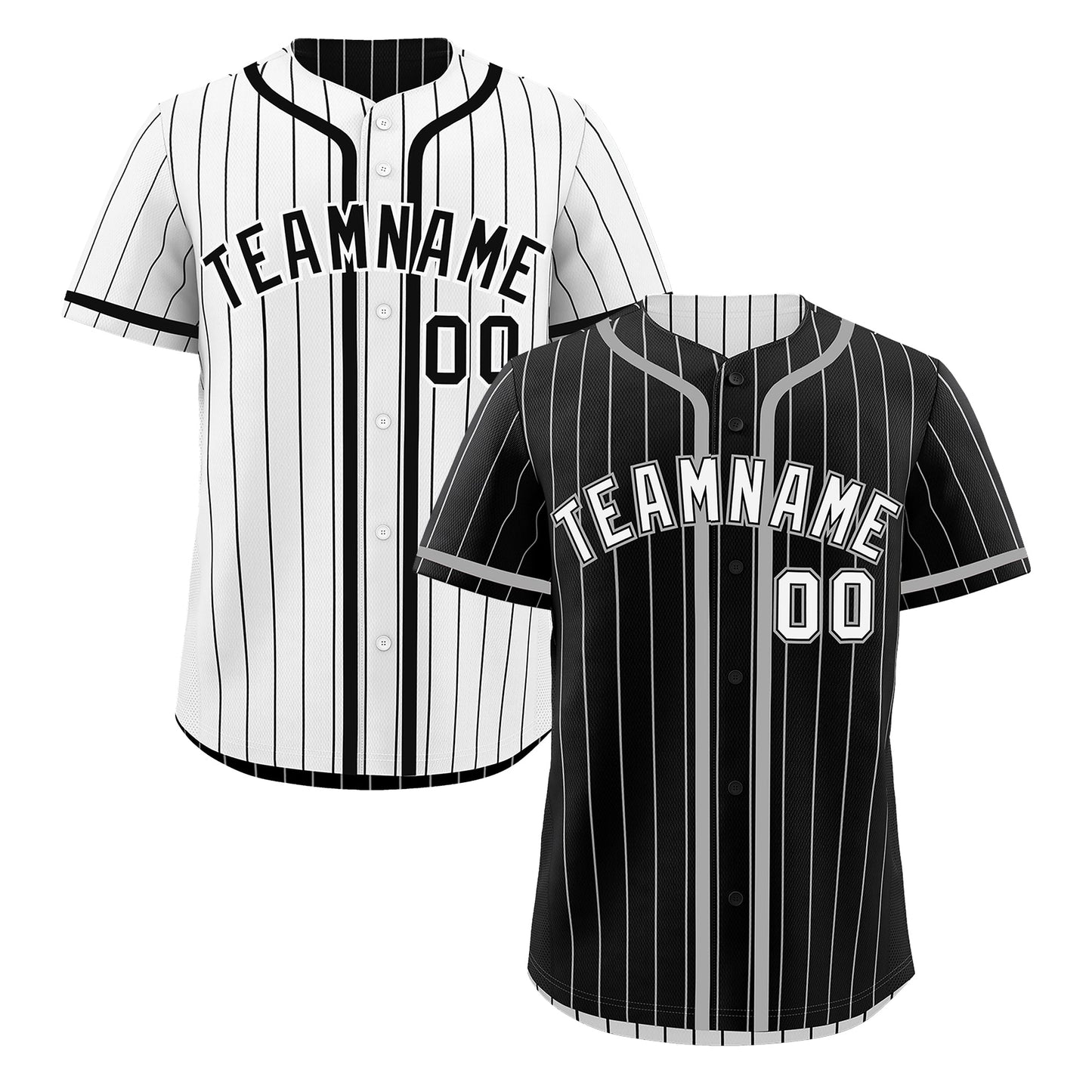 Custom Black White Reversible Baseball Jersey Stripe Fashion Game Day & Tournament Wear Lightweight