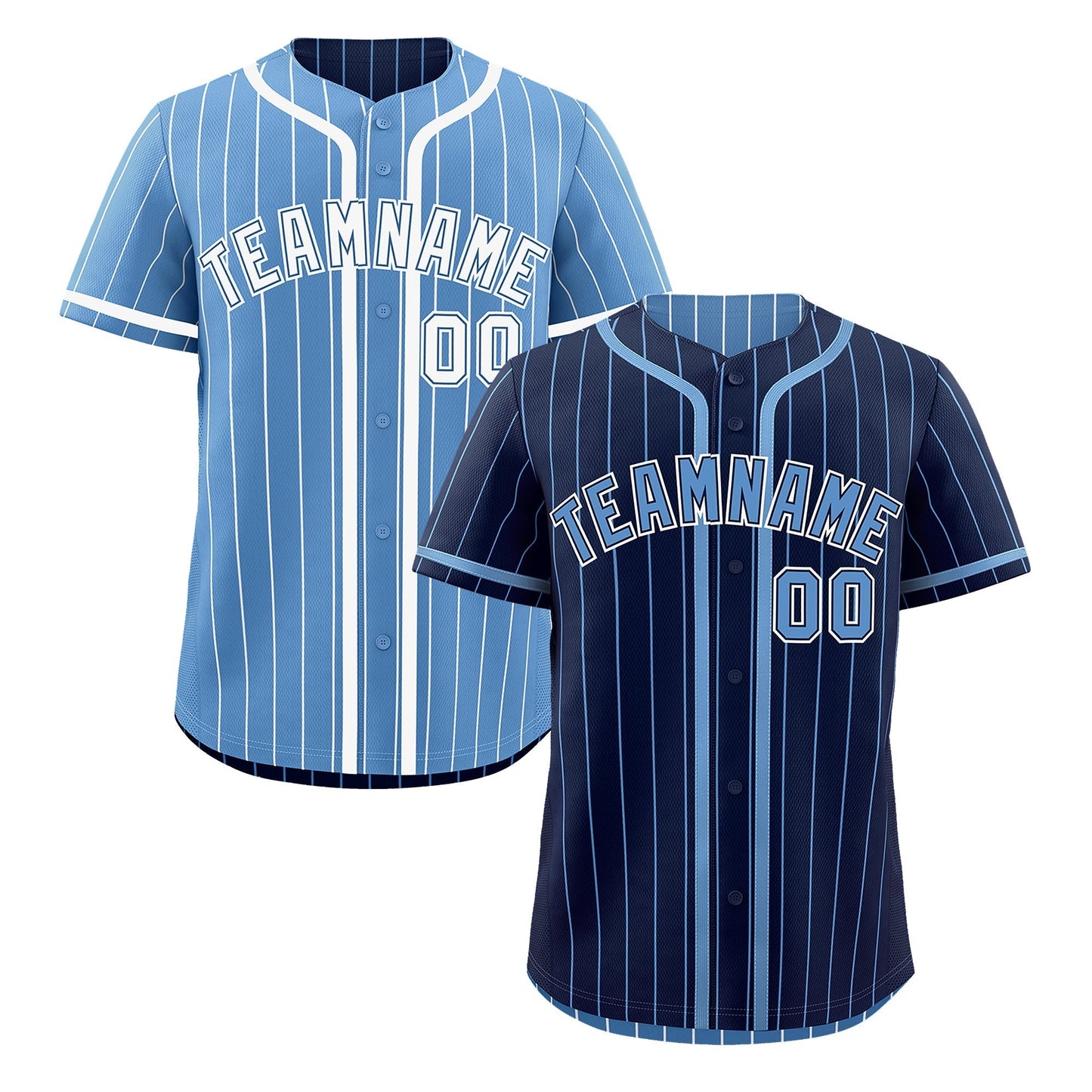 Custom Navy Light Blue Reversible Baseball Jersey Stripe Fashion Game Day & Tournament Wear Breathable