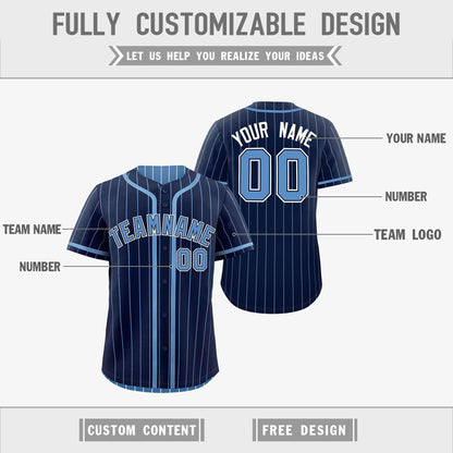 Custom Navy Light Blue Reversible Baseball Jersey Stripe Fashion Game Day & Tournament Wear Breathable