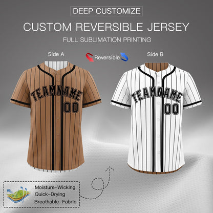 Custom White Black Reversible Baseball Jersey Stripe Fashion Game Day & Tournament Wear Lightweight